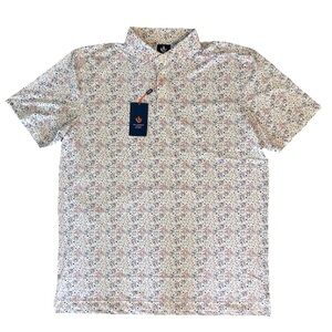 NWT Donald Ross Sport Men's Golf Polo Short Sleeve Fireworks AOP Large